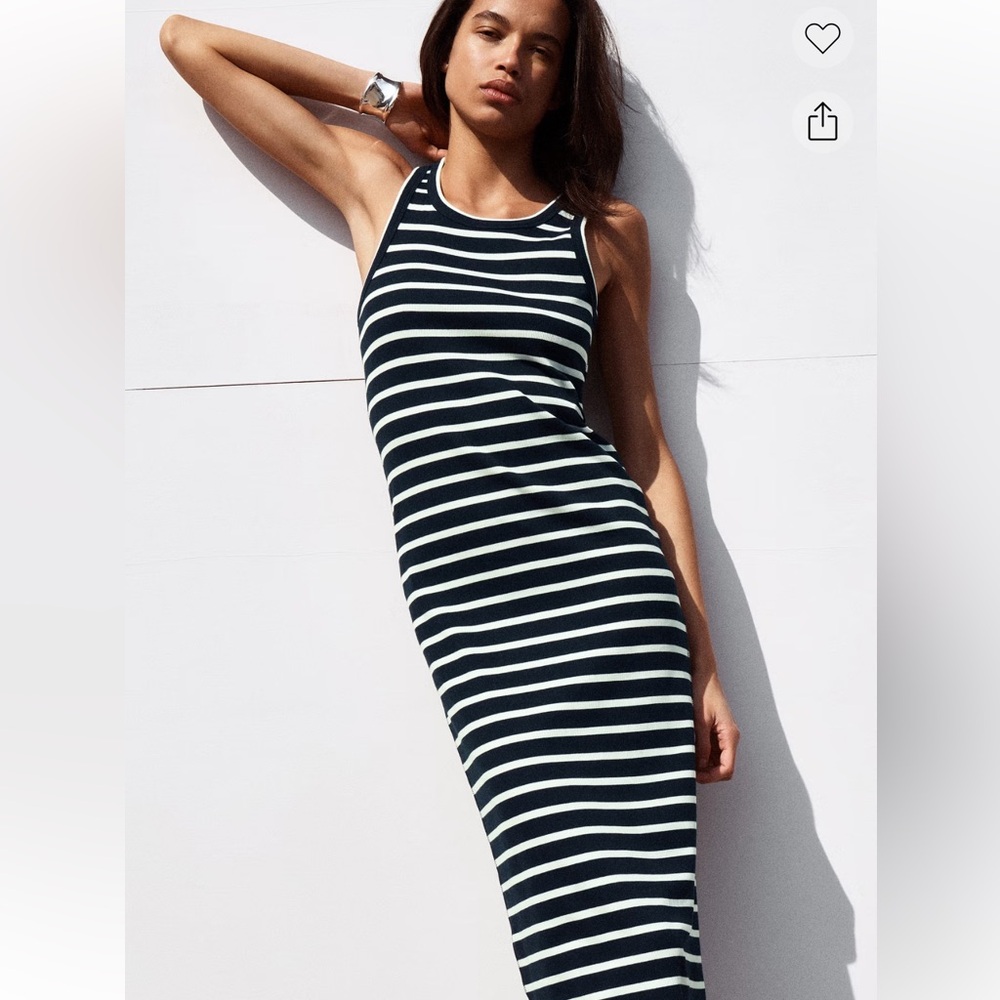 COS navy and white striped tank dress